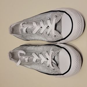 Converse Silver Tennis Shoes size 6 women's